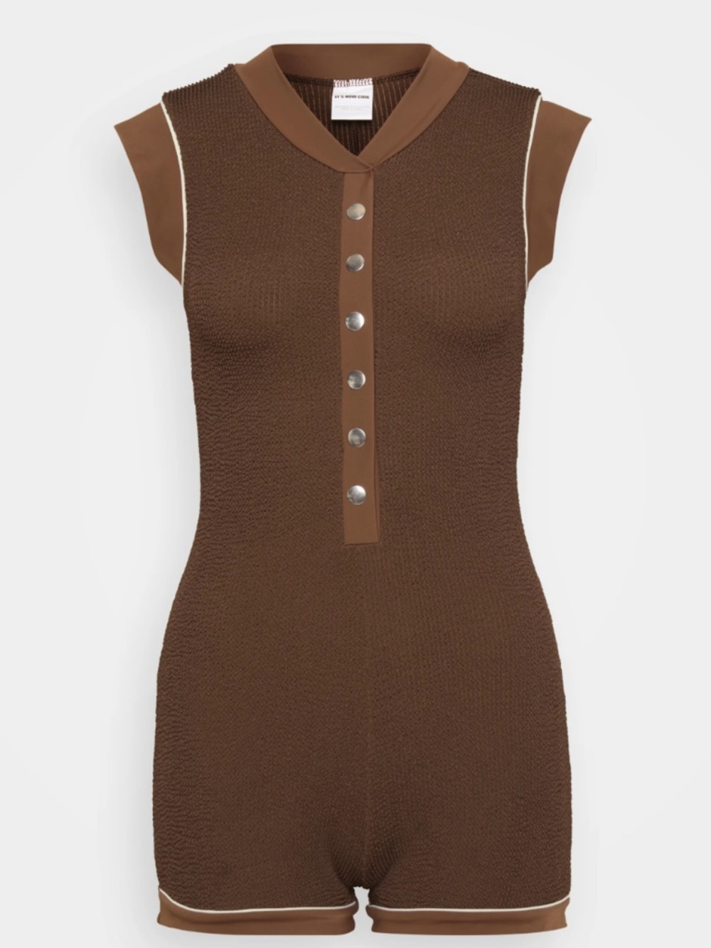 It's now cool Large L brown button up swimsuit chocolate butter one piece - Picture 4 of 9